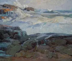 Rockbound coast by Jack Wilkinson Smith, oil on canvas, offered Aug 2011