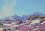 Arthur Merton Hazard, Pink wildflowers in a landscape with dust devils in the distance, 1926, oil on canvas