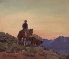 Lone packer by Edgar Alwin Payne, oil on board, sold Aug 2011
