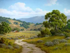 (n & a) David Chapple, Purple sage canyon, oil on canvas affixed to board