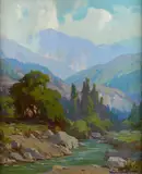 Bear Creek, Mount San Gorgonio by (n & a) Marion Kavanaugh Wachtel, oil on canvas, sold Aug 2011