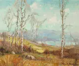 Knute Heldner, Autumn lake, oil on canvas