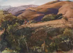 Afternoon riders by George Gibson, 1969, watercolor on paper, sold Aug 2011