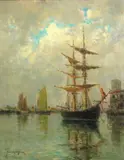 Dedrick Brandes Stuber, Boats in a harbor (The last haren)