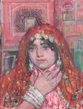 (n & a) Leon Schulman Gaspard, A girl from Udaipur, 1938, oil on canvas affixed to board