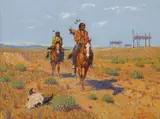 Clarence Arthur Ellsworth, Graves of their ancestors, Sioux, 1958, oil on canvas