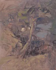 View from second cottage to left of hotel Marconi, Marshall, California 1963 by Russell Chatham, oil on canvas, offered Aug 2011