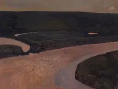 Russell Chatham, Arrangement with green and orange, dusk, oil on canvas