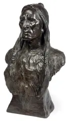 (n & a) Max Bachmann, Bust of an Indian, 1902, bronze with dark brown patina