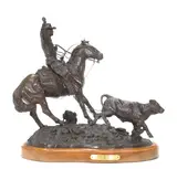 Harold T. Holden, Picking up a pair, 1983, bronze with brown patina on a wooden base