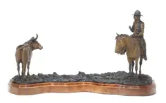 The rep by Jay Contway, 1982, bronze with brown and dark chocolate patina on a wooden base, offered Aug 2011