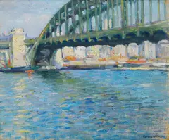 Hell Gate Bridge by Edmund Greacen, oil on canvas, sold May 2011