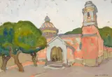 Jane Peterson, Les Penitents Blancs, The Chapel, Vence, France, gouache and charcoal on paper