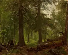 Forest interior by George Hetzel, oil on canvas, offered May 2011