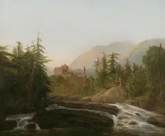 Mill by a river by William Hart, 1846, oil on canvas, sold May 2011