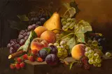 William Mason Brown, Still life with fruit, oil on canvas