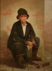 Charles Cole Markham, Shoe shine boy, oil on canvas