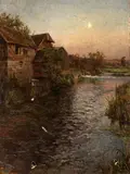 Louis Aston Knight, Mill in Moonlight, oil on canvas