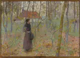 Louis Paul Dessar, Lady in Wooded Landscape, 1892, oil on  canvas
