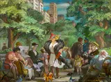 Cecil Crosley Bell, Promenade in Central Park, oil on canvas