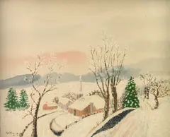 Looking afar off by Grandma Moses, 1942, oil on board, sold May 2011
