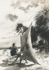 Landing Party by Andrew Wyeth, 1930, ink wash on paper, sold May 2011