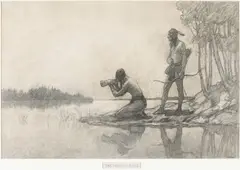 The Moose Call, 1903/1904 by N. C. Wyeth, charcoal on paper, offered May 2011