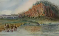 Thomas Evershed, Near Grand River on the road to California, 1849, watercolor on paper