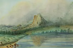 Thomas Evershed, Red Butte on the Republican River, 1849, watercolor on paper