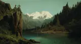 Ransome Gillett Holdridge, Landscape with snow covered mountains