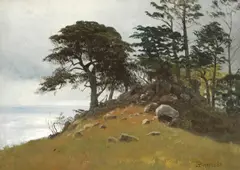 Albert Bierstadt, Cypress Point, Monterey, oil on paper affixed to board