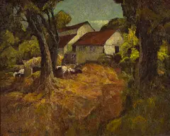 Francis A. Todhunter, The calf yard, oil on canvas
