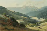 Ludmilla Welch, Pastoral splendor, cattle along a Marin hillside