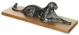 Arthur Putnam, Puma at rest, patinated bronze with dark brown patina on a wooden base