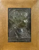 Merrell Gage, Bas relief of Barbra Jean Gage, patinated bronze with brown patina in a wooden frame