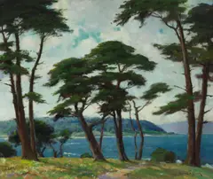 (n & a) Dedrick B. Stuber, Monterey coastal scene, oil on canvas