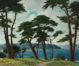 (n & a) Dedrick B. Stuber, Monterey coastal scene, oil on canvas