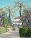 William Posey Silva, Garden of the Alcazar, Seville, Spain, oil on canvas affixed to board