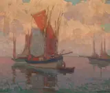 Edgar Alwin Payne, At anchor, tuna boats, Brittany, France, oil on canvas