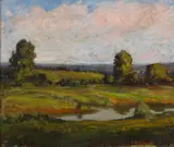Frank Harmon Myers, River landscape, oil on canvas
