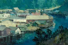 Ralph Love, Noyo Harbor, Mendocino County, oil on canvas