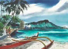 Wayne LaCom, Diamond Head, watercolor on paper