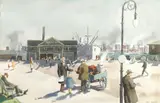 Paul Sample, View along a New York waterfront, watercolor on paper