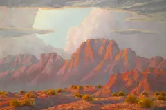 Sky drama by John William Hilton, oil on board, sold Apr 2011
