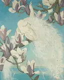 White peacocks and magnolia blossoms by Jessie Arms Botke, 1938, oil on panel, offered Apr 2011
