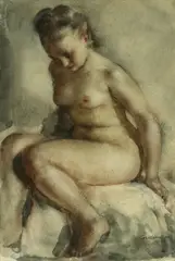 Baigneuse by Grigory Gluckmann, watercolor on paper, sold Apr 2011