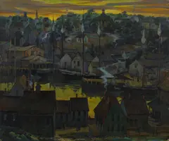Myron Oliver, Boston harbor, oil on canvas