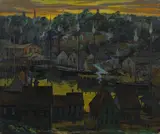 Myron Oliver, Boston harbor, oil on canvas