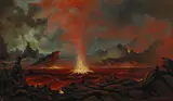 George Stratemeyer, Volcanic eruption, Kilauea, 1885, oil on canvas