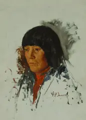 Frank Paul Sauerwein, Portrait of an Indian woman, oil on board